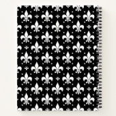 Schwarzes Fleur-de-lis-Muster Notizblock (Rückseite)