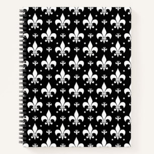 Schwarzes Fleur-de-lis-Muster Notizblock