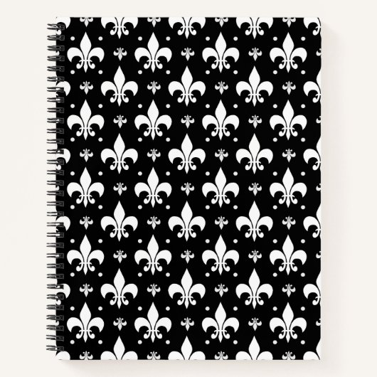 Schwarzes Fleur-de-lis-Muster Notizblock (Vorderseite)