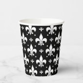 Schwarzes Fleur-de-lis-Muster Pappbecher (Links)