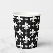 Schwarzes Fleur-de-lis-Muster Pappbecher (Rechts)