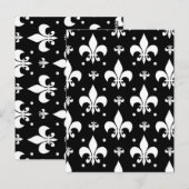Schwarzes Fleur-de-lis-Muster Postkarte (Vorne/Hinten)