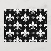 Schwarzes Fleur-de-lis-Muster Postkarte (Rückseite)