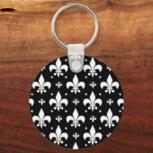 Schwarzes Fleur-de-lis-Muster Schlüsselanhänger (Rückseite)