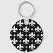 Schwarzes Fleur-de-lis-Muster Schlüsselanhänger (Rückseite)