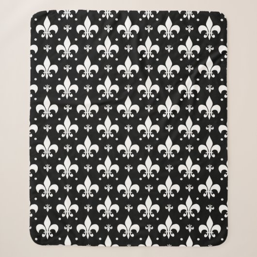 Schwarzes Fleur-de-lis-Muster Sherpadecke (Vorderseite)