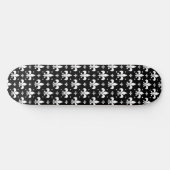 Schwarzes Fleur-de-lis-Muster Skateboard (Horizontal)
