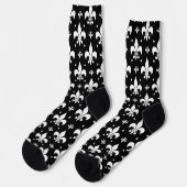Schwarzes Fleur-de-lis-Muster Socken (Linkes Detail)