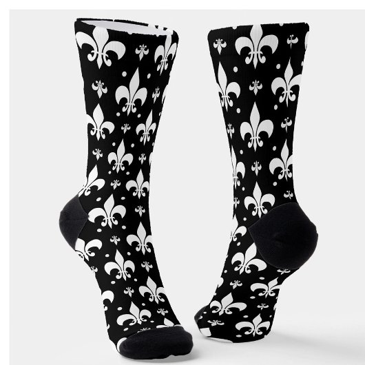 Schwarzes Fleur-de-lis-Muster Socken