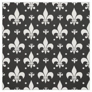 Schwarzes Fleur-de-lis-Muster Stoff
