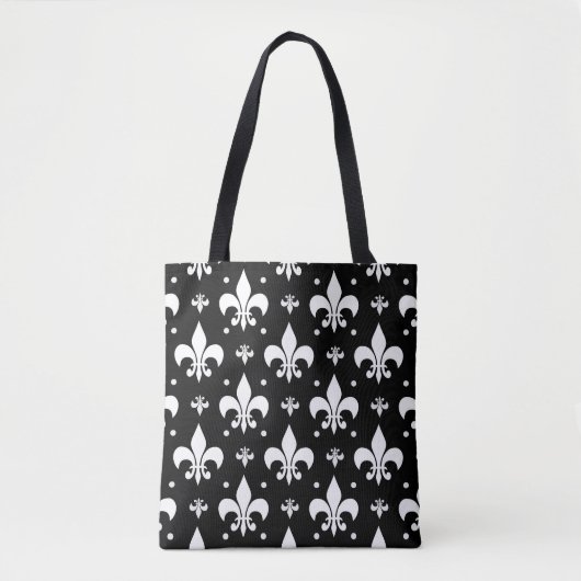 Schwarzes Fleur-de-lis-Muster Tasche (Vorderseite)