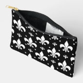 Schwarzes Fleur-de-lis-Muster Zubehörtasche (Offen)
