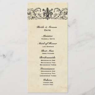 Schwarzes Fleur Hochzeits-Programm Programm