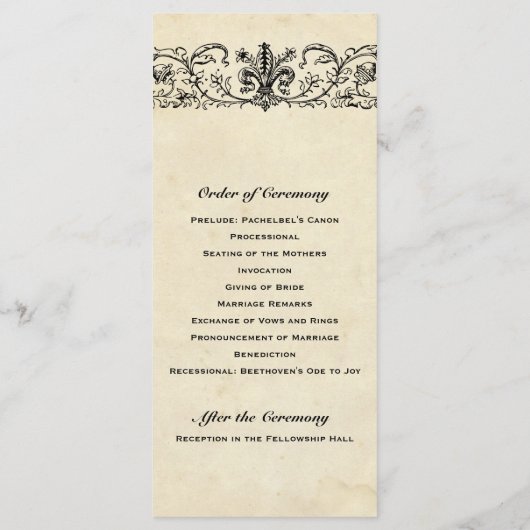 Schwarzes Fleur Hochzeitsprogramm Programm (Rückseite)