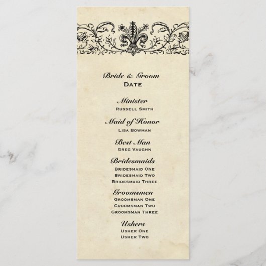 Schwarzes Fleur Hochzeitsprogramm Programm (Vorderseite)