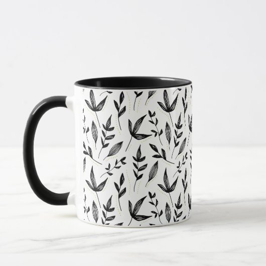 schwarzes Flohmuster Tasse (Links)