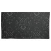 Schwarzes Floral Damask Muster Kissenbezug (Vorderseite-Links)