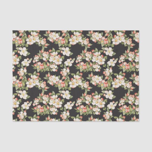 Schwarzes Floral Elegant Seidenpapier (Vorderseite)