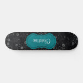 Schwarzes Floral Old School Skateboard (Horizontal)