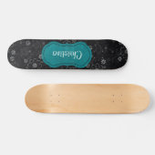 Schwarzes Floral Old School Skateboard (Horizontal)