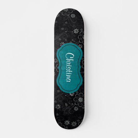 Schwarzes Floral Old School Skateboard (Vorne)