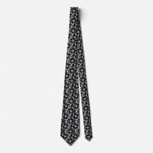 Schwarzes Floral Paisley Illustration Muster Desig Krawatte