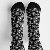 Schwarzes Floral Paisley Illustration Muster Desig Socken (Oben)