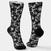 Schwarzes Floral Paisley Illustration Muster Desig Socken (Gewinkelt)