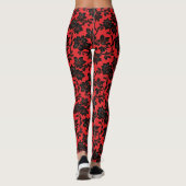 Schwarzes Floral Pattern Rot Leggings (Rückseite)