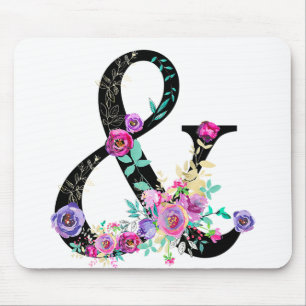Schwarzes florales modernes Und-Zeichen Chic rusti Mousepad
