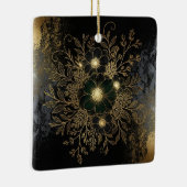 Schwarzes florales Ornament mit luxuriösem Metalld (Rechts)