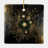 Schwarzes florales Ornament mit luxuriösem Metalld (Rückseite)