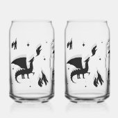 Schwarzes Flugdrachen-Gothic-Fantasy-Trinkglas Dosenglas (Vorderseite)