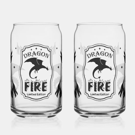 Schwarzes Flugdrachen-Gothic-Fantasy-Trinkglas Dosenglas (Links)