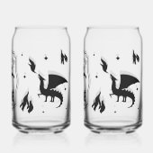 Schwarzes Flugdrachen-Gothic-Fantasy-Trinkglas Dosenglas (Rückseite)