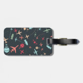 Schwarzes Flugzeug und Flugmuster Gepäckanhänger (Rückseite horizontal)