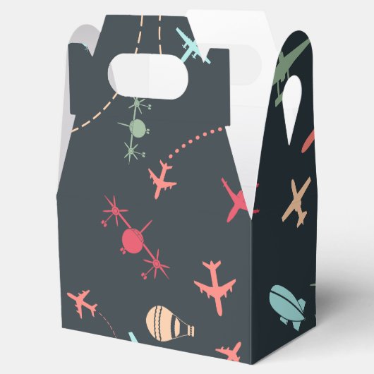 Schwarzes Flugzeug und Flugmuster Geschenkschachtel (Geöffnet)