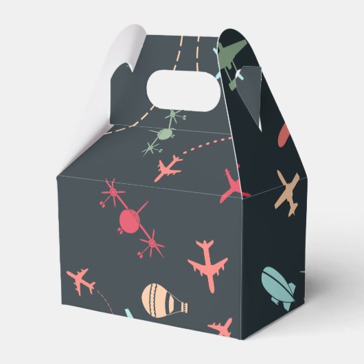 Schwarzes Flugzeug und Flugmuster Geschenkschachtel (Vorderseite)