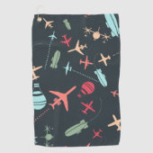Schwarzes Flugzeug und Flugmuster Golfhandtuch (Vorderseite)