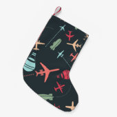 Schwarzes Flugzeug und Flugmuster Kleiner Weihnachtsstrumpf (Vorderansicht (hängend))