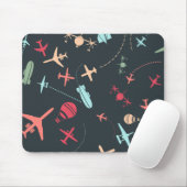 Schwarzes Flugzeug und Flugmuster Mousepad (Mit Mouse)