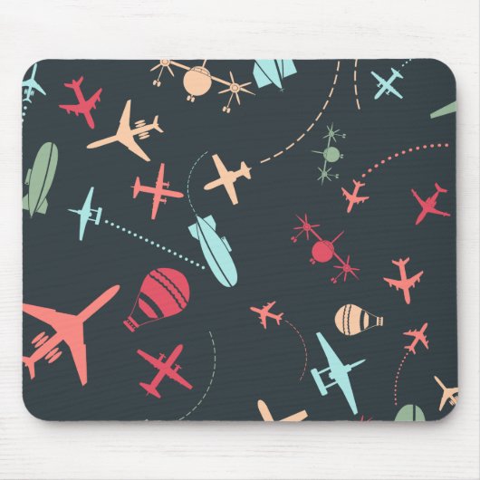 Schwarzes Flugzeug und Flugmuster Mousepad (Vorne)