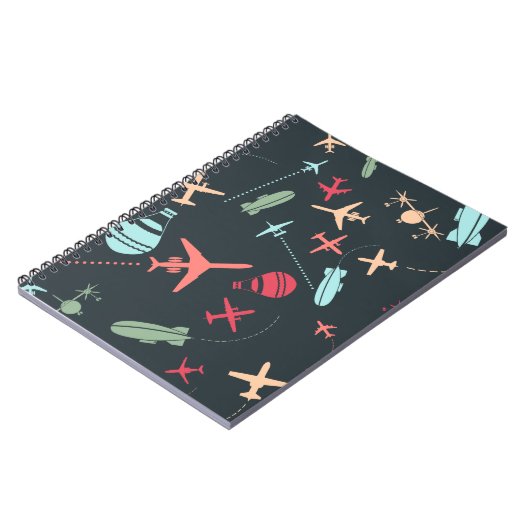 Schwarzes Flugzeug und Flugmuster Notizblock (Linke Seite)