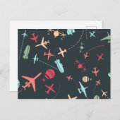 Schwarzes Flugzeug und Flugmuster Postkarte (Vorne/Hinten)