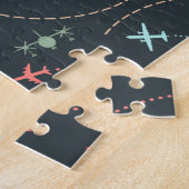 Schwarzes Flugzeug und Flugmuster Puzzle (Seite)