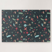 Schwarzes Flugzeug und Flugmuster Puzzle (Horizontal)