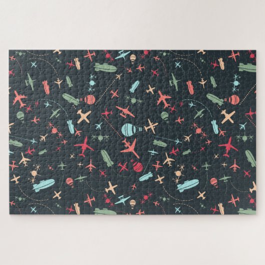 Schwarzes Flugzeug und Flugmuster Puzzle (Horizontal)