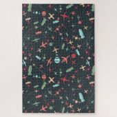 Schwarzes Flugzeug und Flugmuster Puzzle (Vertikal)