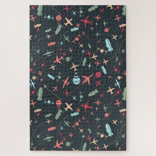Schwarzes Flugzeug und Flugmuster Puzzle (Vertikal)