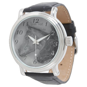 schwarzes Fohlenkastanienbraunfohlen-Babypferd Armbanduhr